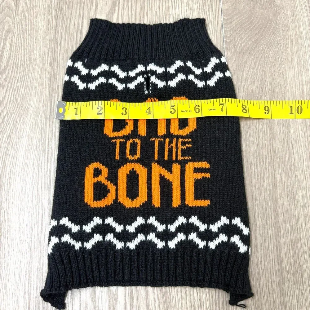 Halloween Dog Clothes Lot 2 Sweater Fleece Costume M L Candy Bad to Bone